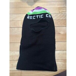 Vintage Arctic Cat Knit Full Face Mask Black Striped Balaclava USA